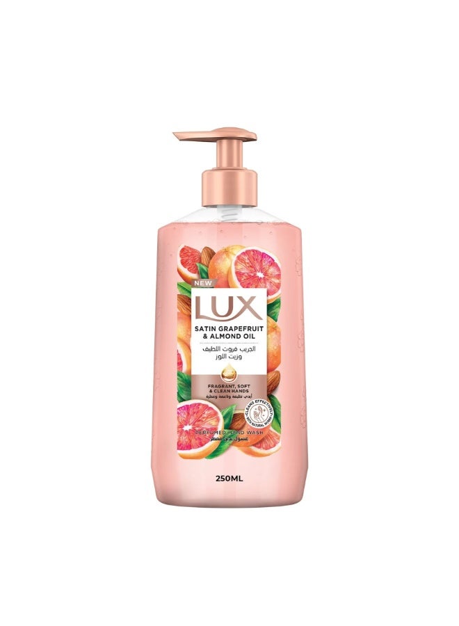 Lux Perfumed Hand Wash, Satin Grapefruit and Almond Oil, for Fragrant, Soft & Clean Hands, 250ml - Image 1